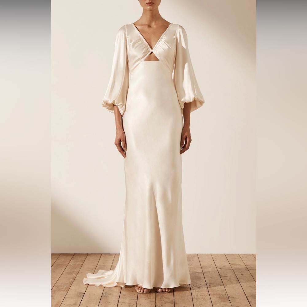 Shona Joy La Lune Ruched Bodice Balloon Sleeve Maxi